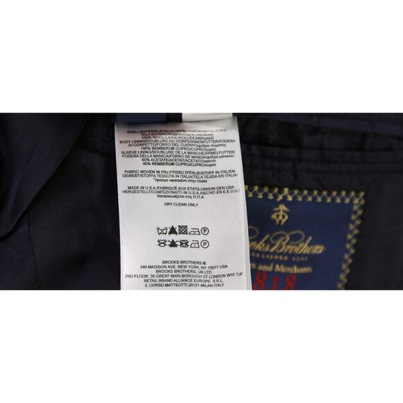 Brooks Brothers Fitzgerald Navy Blue Pinstripe Suit Blazer Jacket 41L - Picture 9 of 11